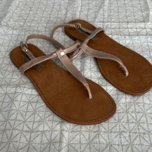 Steve Madden Tan and Patent Nude Sandals